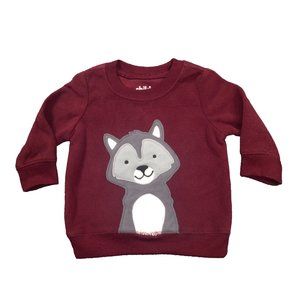 child of mine Maroon Pullover Sweater With Wolf Size US 0-3 M